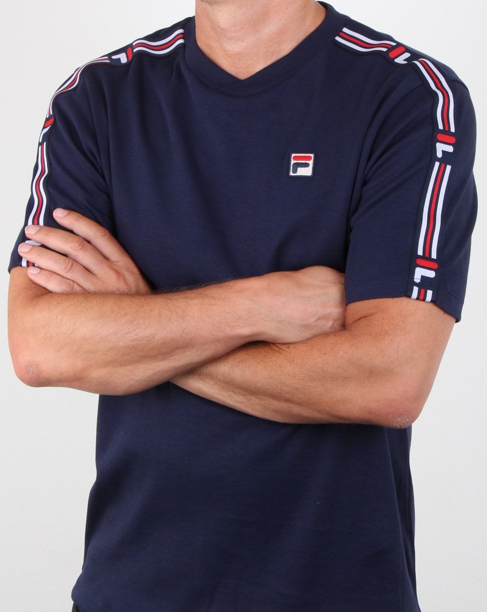 Fila Vintage Heath Tape T-Shirt Marineblau/Rot/Weiß