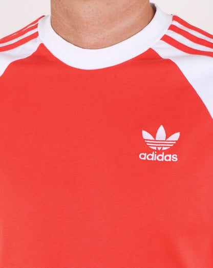 Adidas Originals – Langarm-T-Shirt mit 3 Streifen, leuchtendes Rot