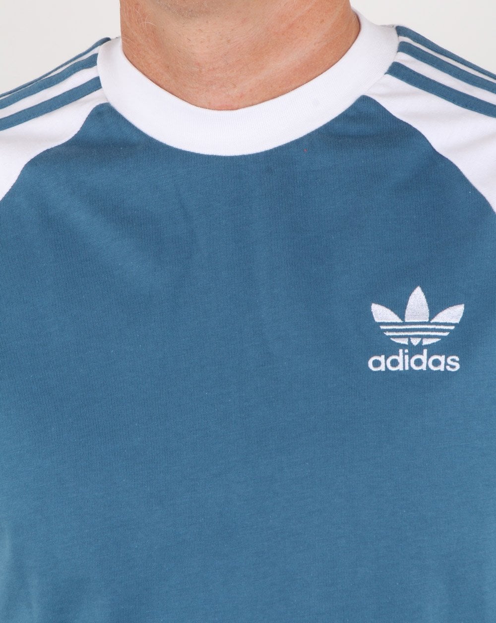 Adidas Originals 3-Streifen Langarm-T-Shirt Weiß Blau