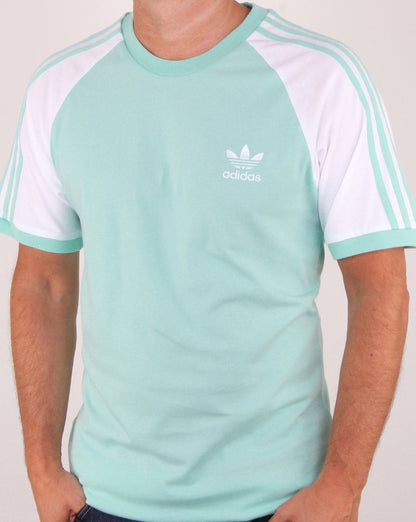 Adidas Originals – T-Shirt mit 3 Streifen in Mintgrün