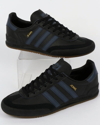 Adidas Jeans Leder-Sneakers Schwarzes Leder