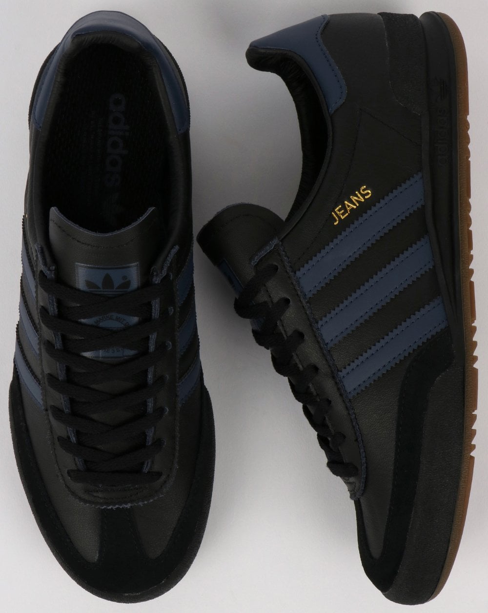 Adidas Jeans Leder-Sneakers Schwarzes Leder
