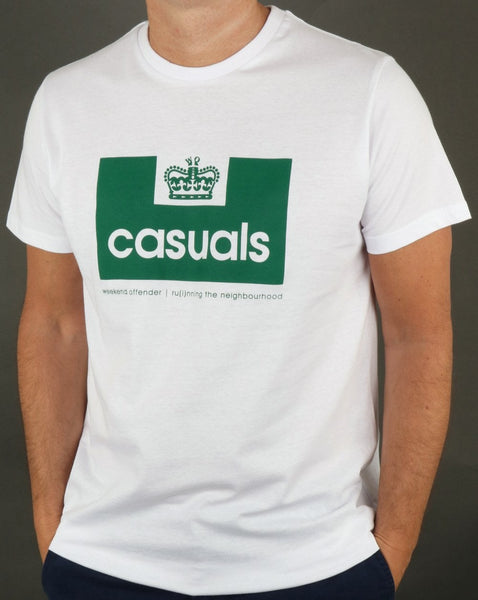 Weekend Offender Casuals T Shirt White/Green