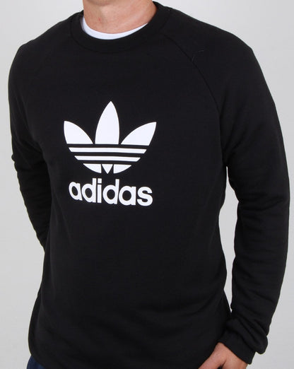 Adidas Originals – Schwarzes Sweatshirt mit Trefoil-Print