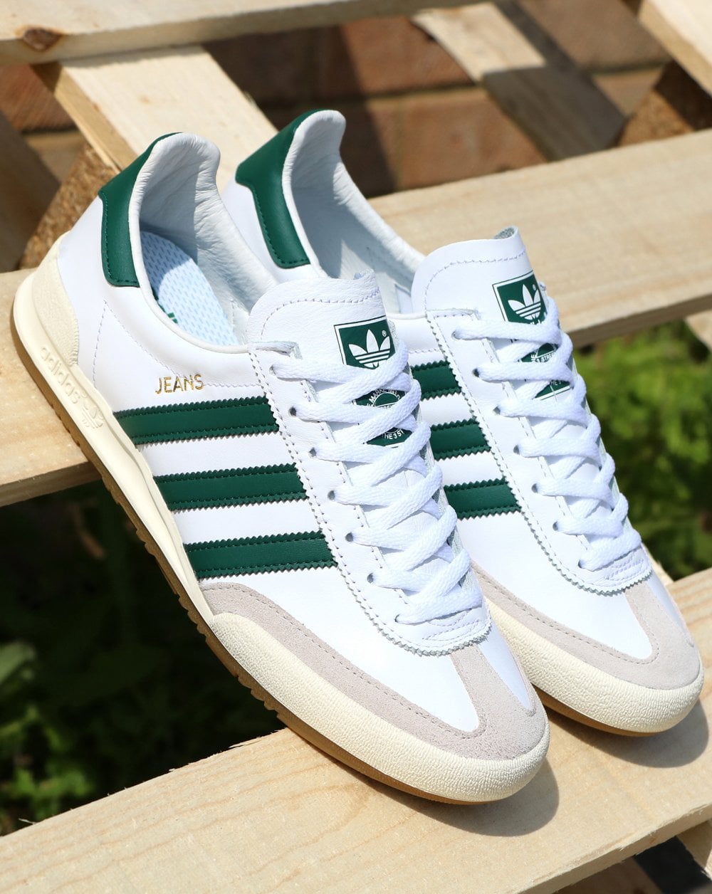 Adidas Jeans Leder-Sneaker Weiß/Grün