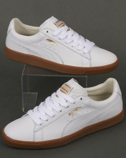 Puma Basket Classic Gum Trainer Weiß/Metallic Gold - NEU