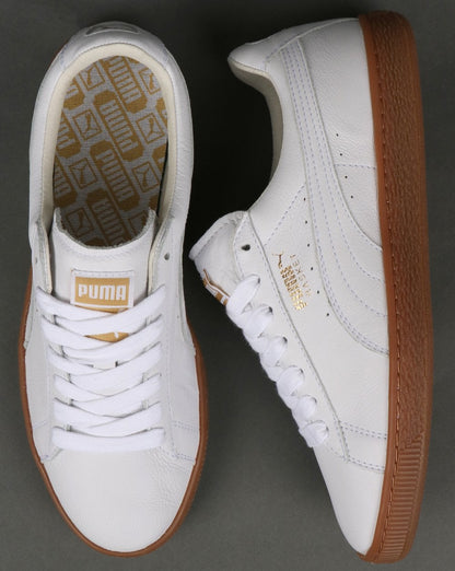 Puma Basket Classic Gum Trainer Weiß/Metallic Gold - NEU