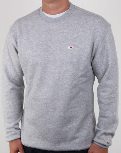 Tommy Hilfiger – Klassisches Sweatshirt mit Rundhalsausschnitt, Grau meliert
