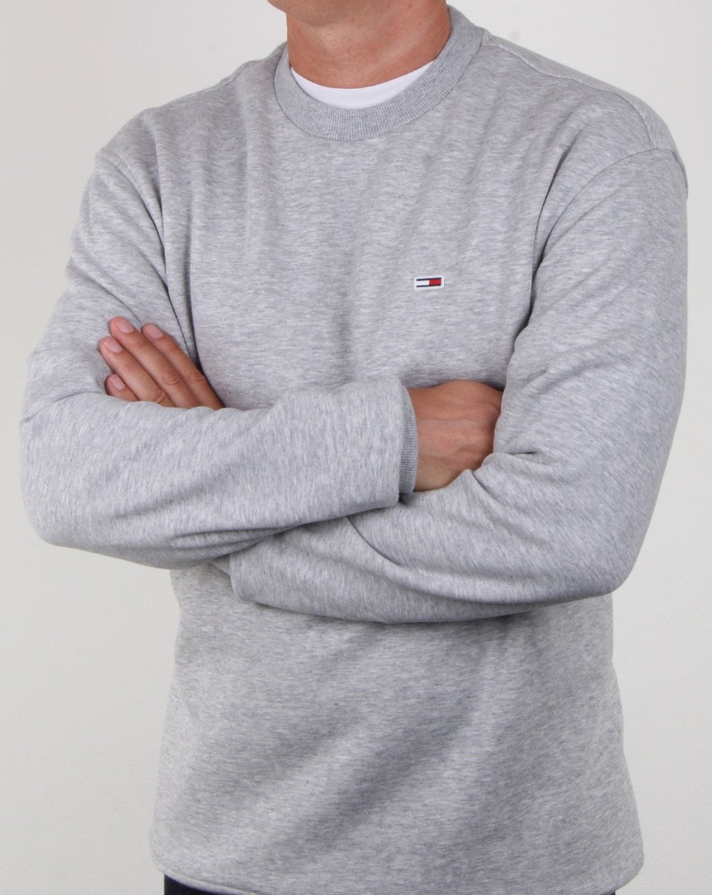 Tommy Hilfiger – Klassisches Sweatshirt mit Rundhalsausschnitt, Grau meliert
