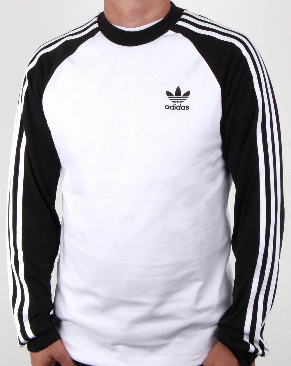 Adidas Originals 3-Streifen Langarm-T-Shirt Weiß/Schwarz