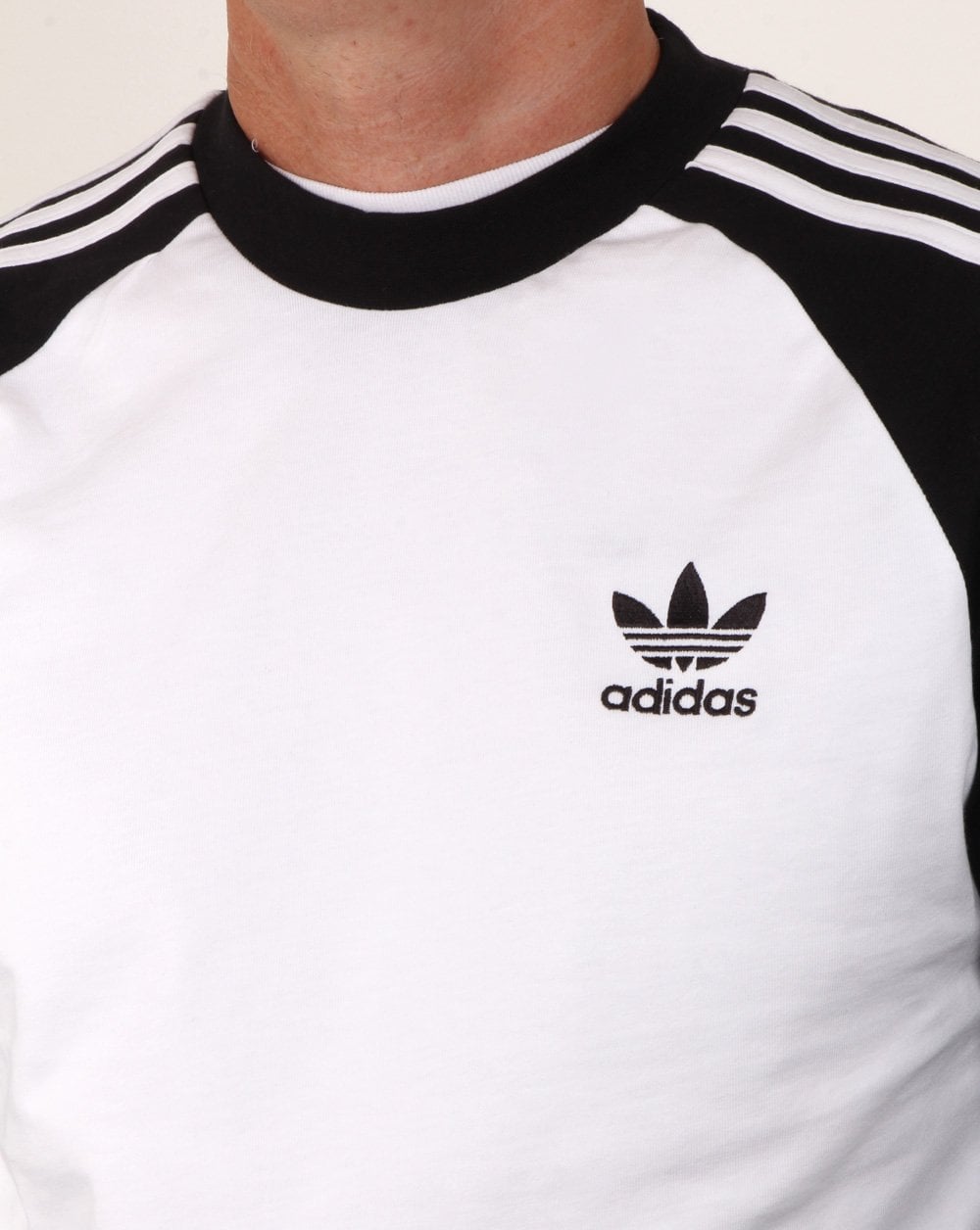 Adidas Originals 3-Streifen Langarm-T-Shirt Weiß/Schwarz