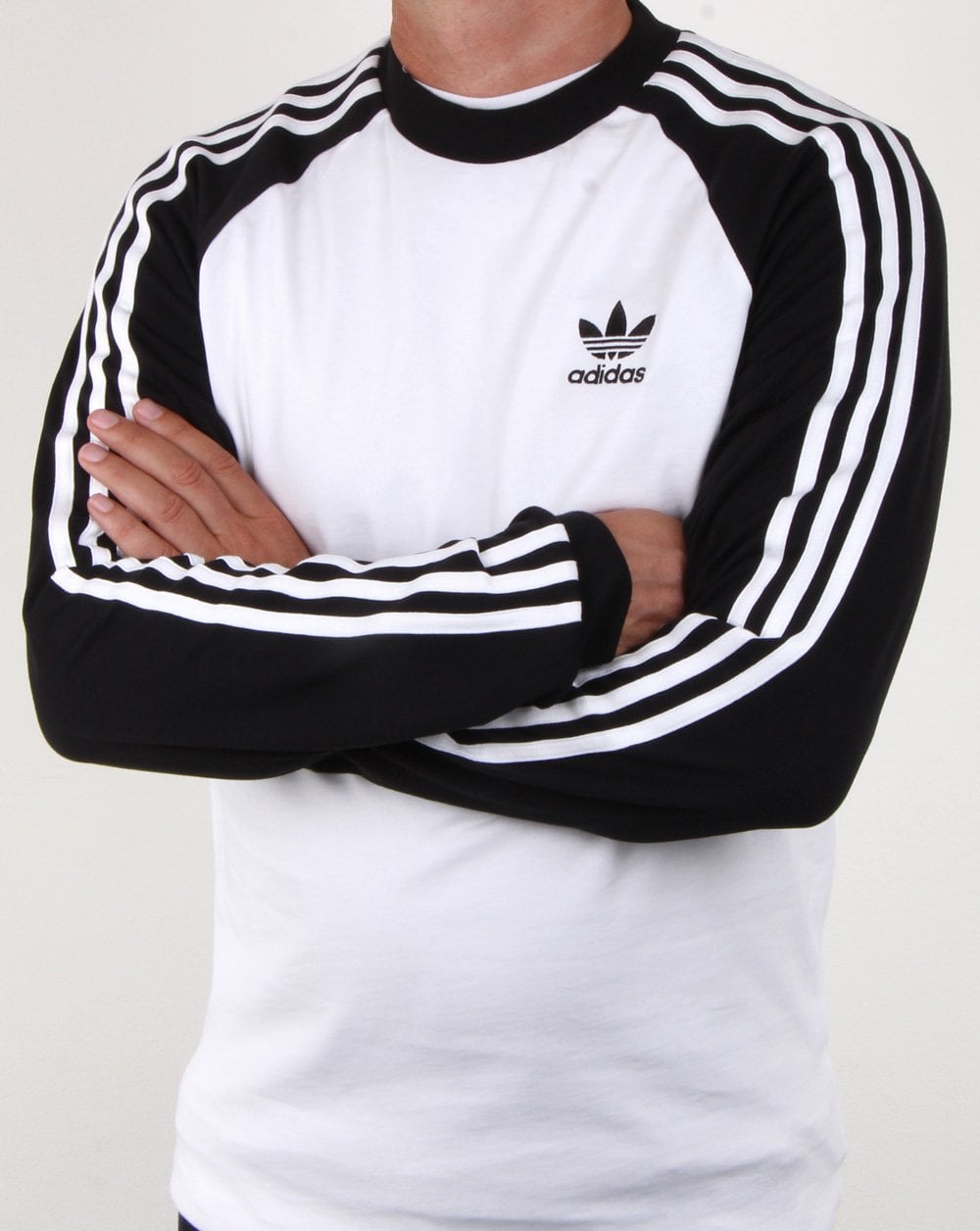 Adidas Originals 3 Stripes Long Sleeve T Shirt White/black