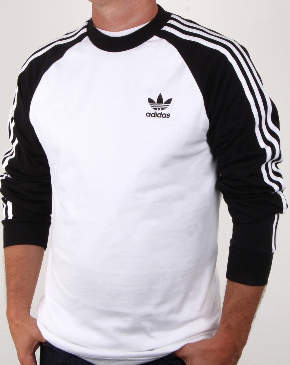 Adidas Originals 3 Stripes Long Sleeve T Shirt White/black