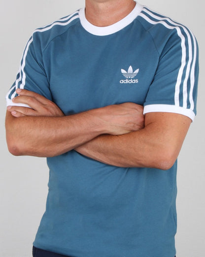 Adidas Originals 3-Streifen-T-Shirt Weiß Blau
