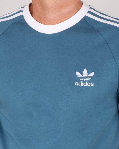 Adidas Originals 3-Streifen-T-Shirt Weiß Blau
