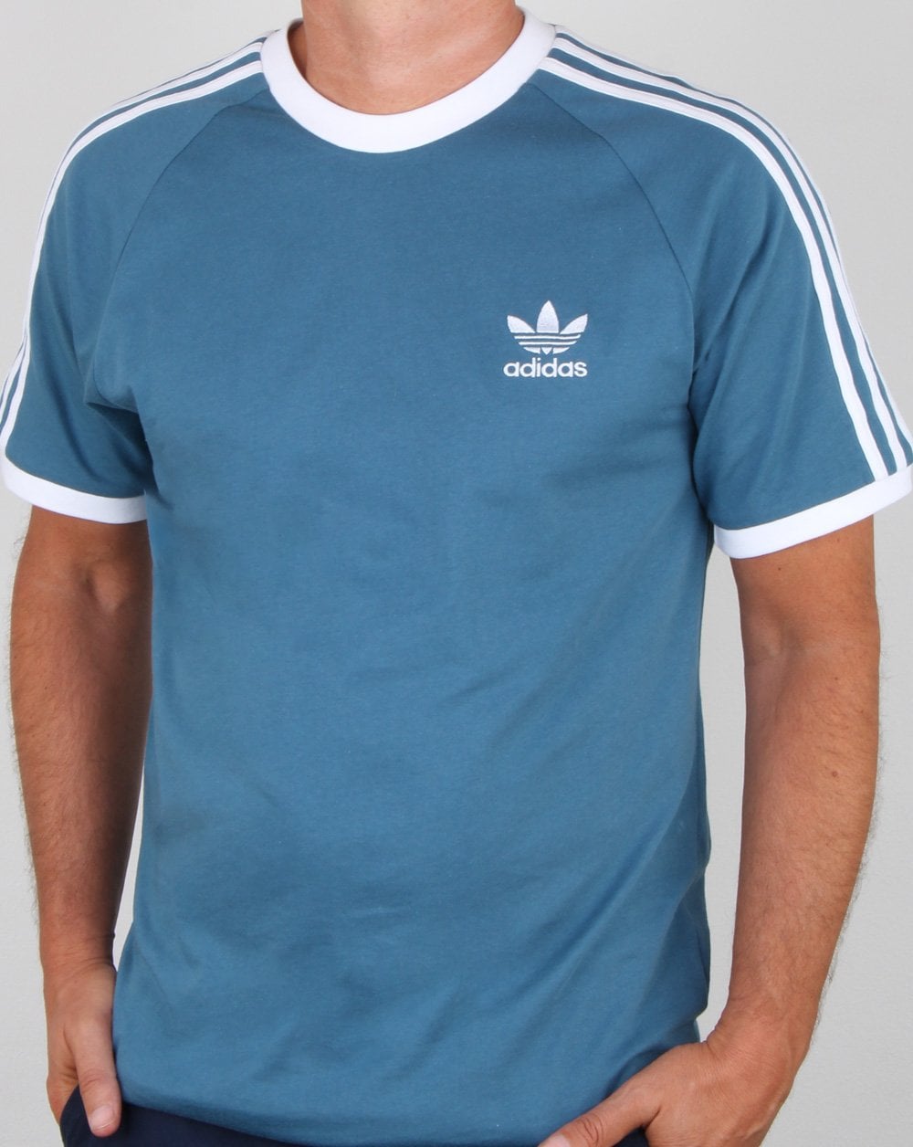 Adidas Originals 3-Streifen-T-Shirt Weiß Blau