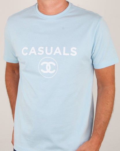 80er Casual Classics Fashion Casual T-Shirt Himmelblau