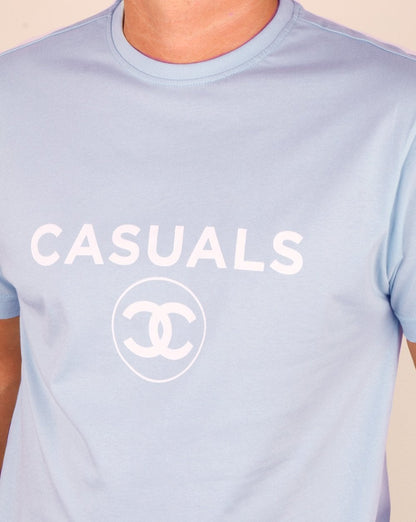 80er Casual Classics Fashion Casual T-Shirt Himmelblau