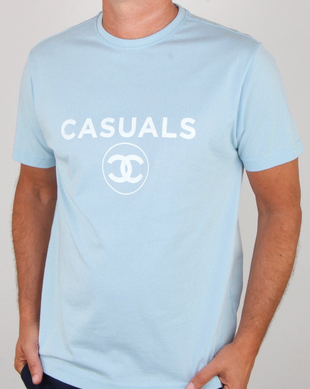 80er Casual Classics Fashion Casual T-Shirt Himmelblau