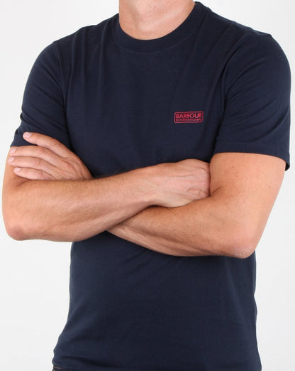 Barbour International T-Shirt mit kleinem Logo Marineblau/Rot