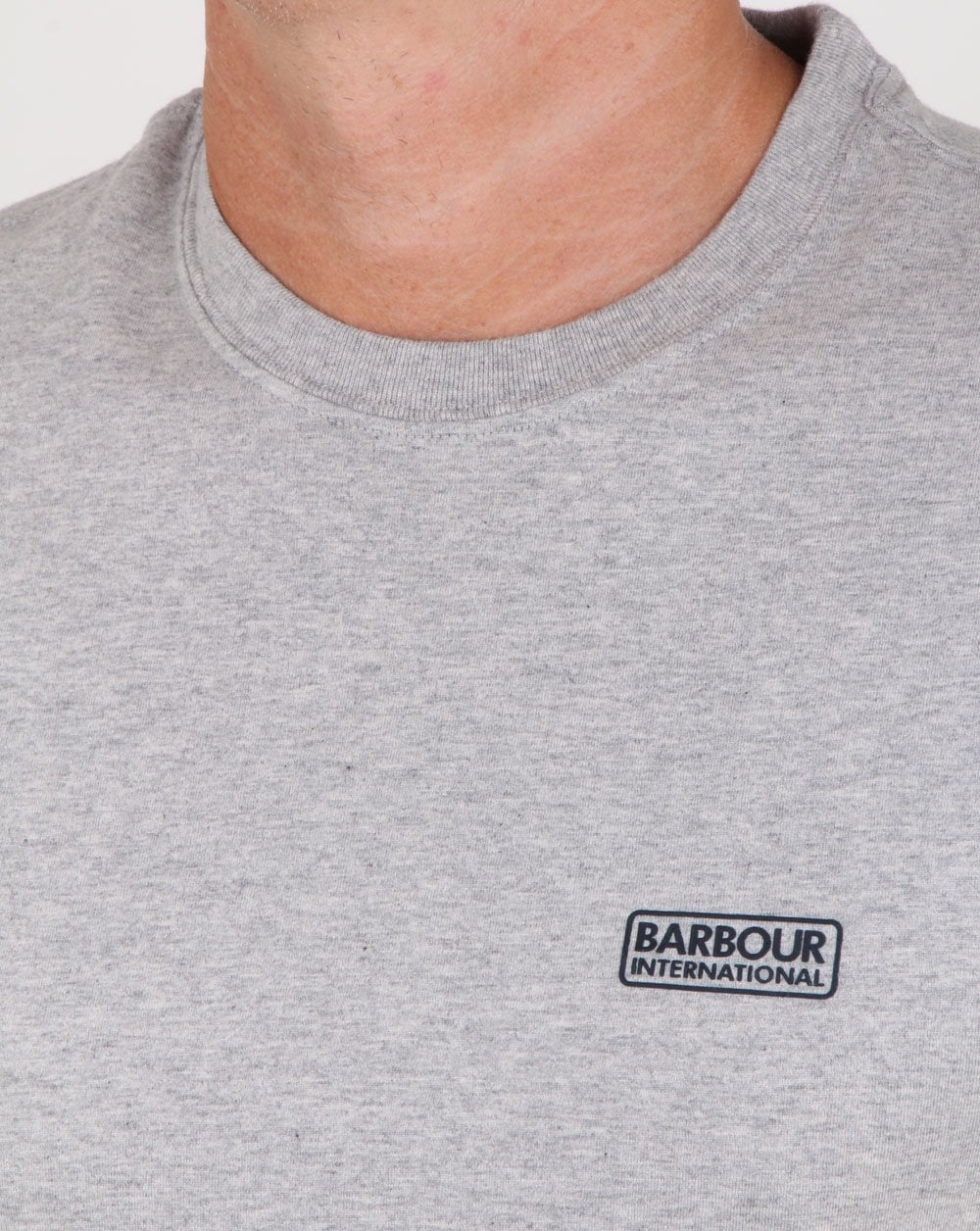 Barbour International – T-Shirt mit kleinem Logo, Grau meliert