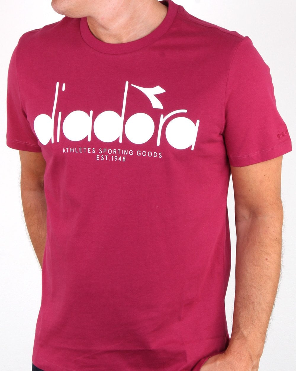 Diadora Logo T-Shirt Himbeere/Weiß