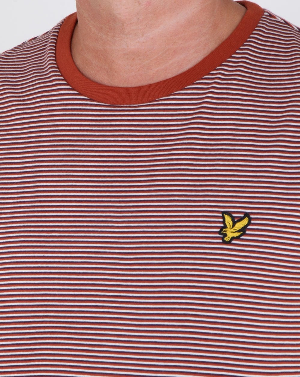 Lyle And Scott – Feeder-Streifen-T-Shirt in Braun-Gewürz