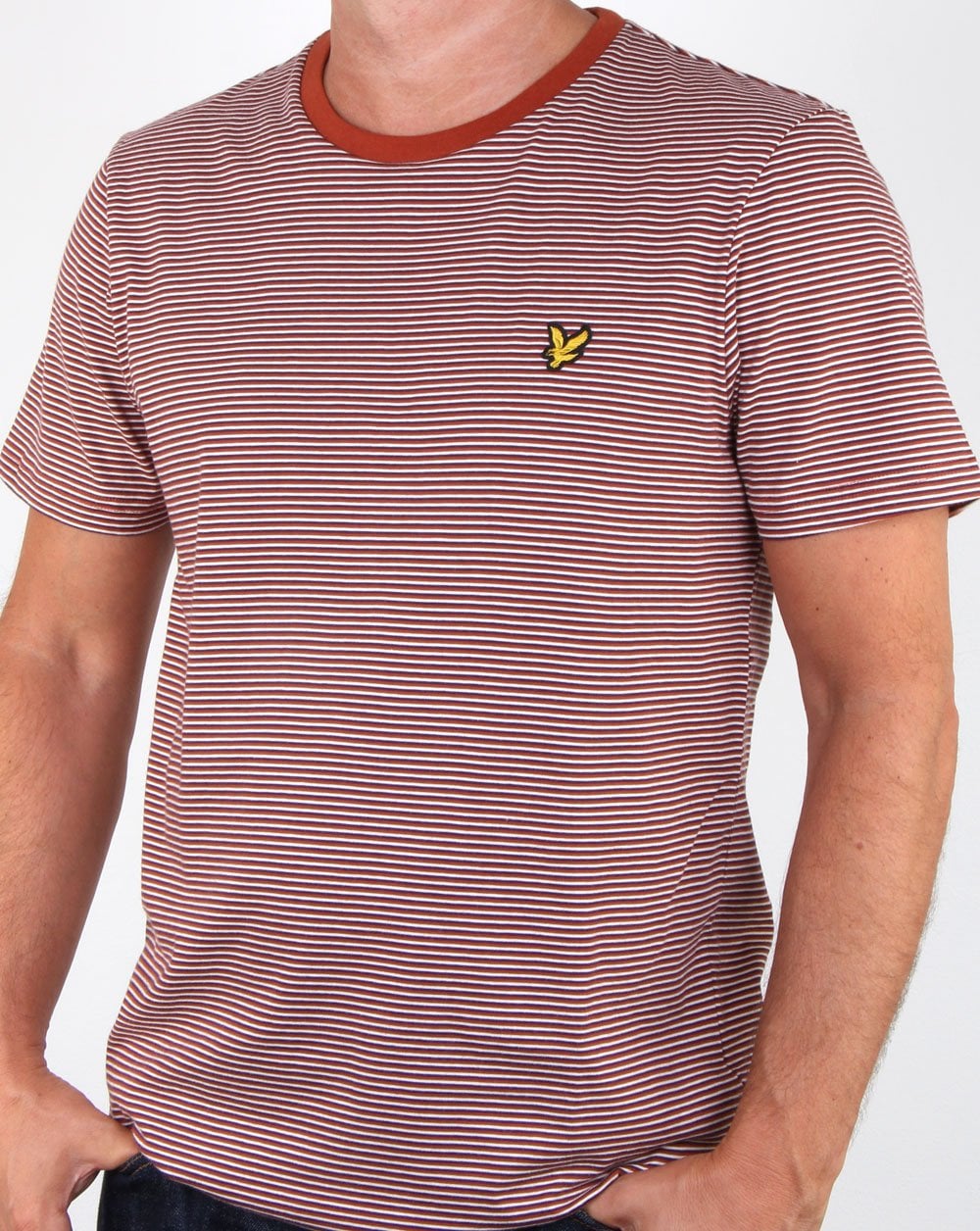 Lyle And Scott – Feeder-Streifen-T-Shirt in Braun-Gewürz