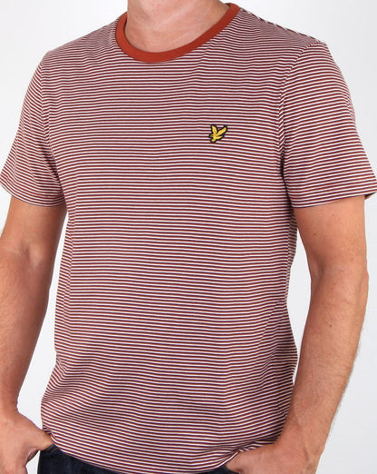 Lyle And Scott – Feeder-Streifen-T-Shirt in Braun-Gewürz