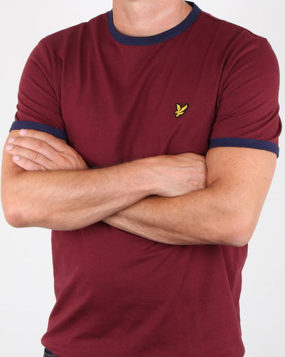 Lyle And Scott Ringer T-Shirt Weinrot/Marineblau