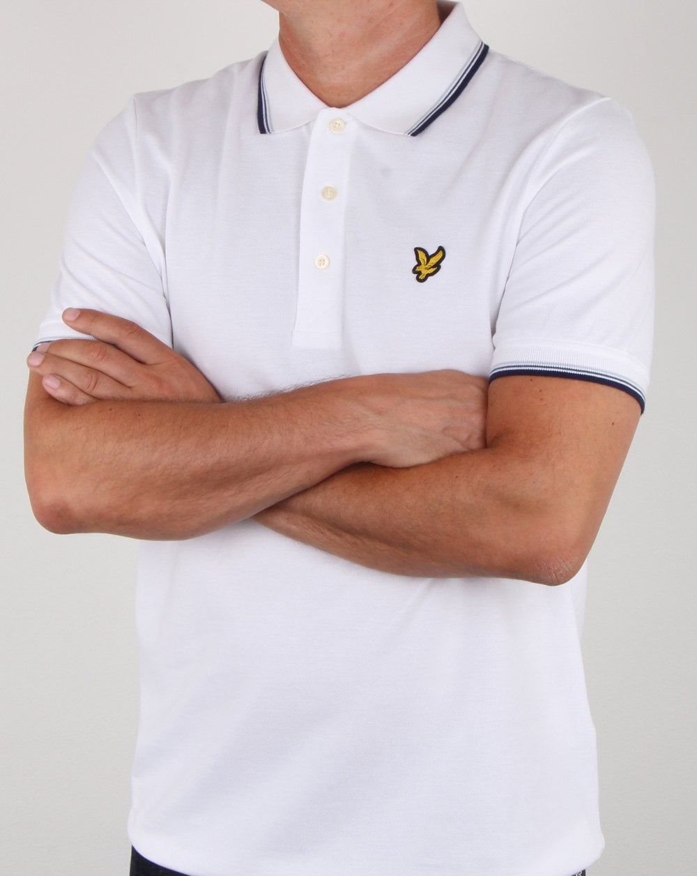 Lyle And Scott – Poloshirt mit Streifen in Weiß