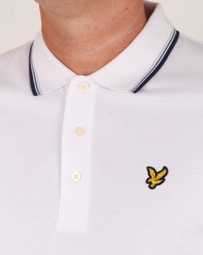Lyle And Scott – Poloshirt mit Streifen in Weiß