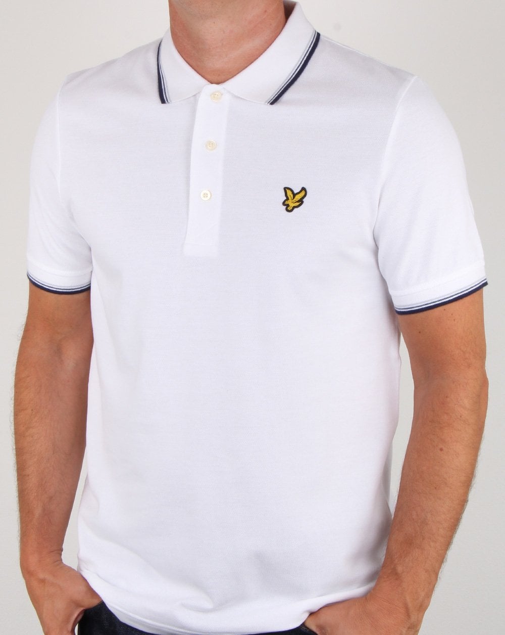 Lyle And Scott – Poloshirt mit Streifen in Weiß