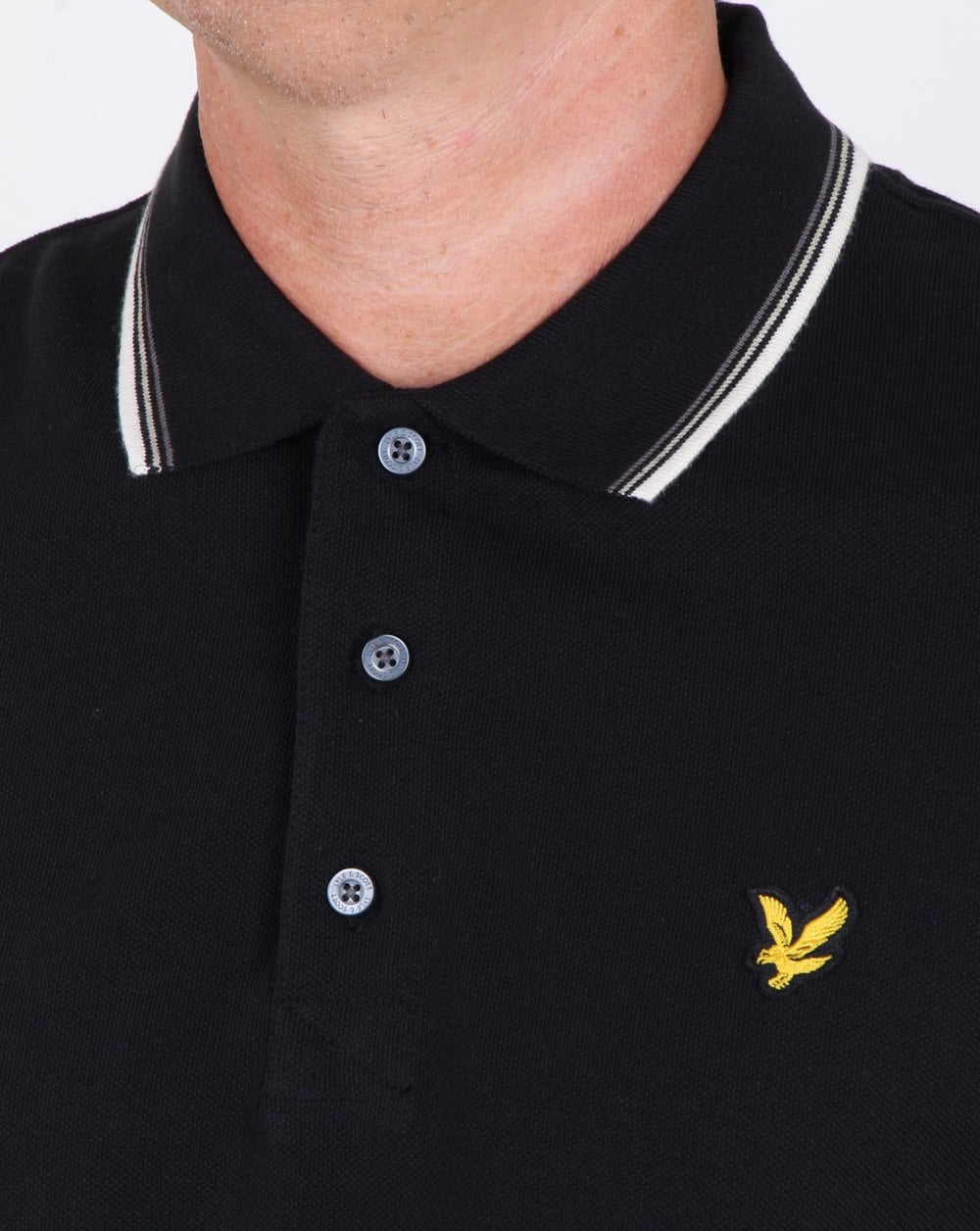 Lyle And Scott – Poloshirt mit Streifen in Schwarz
