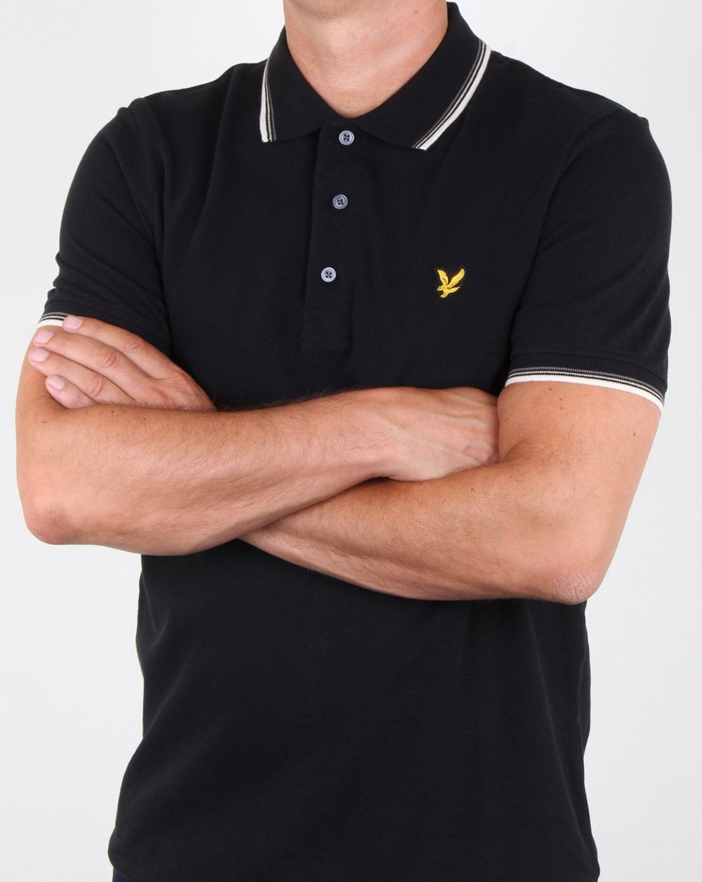 Lyle And Scott – Poloshirt mit Streifen in Schwarz