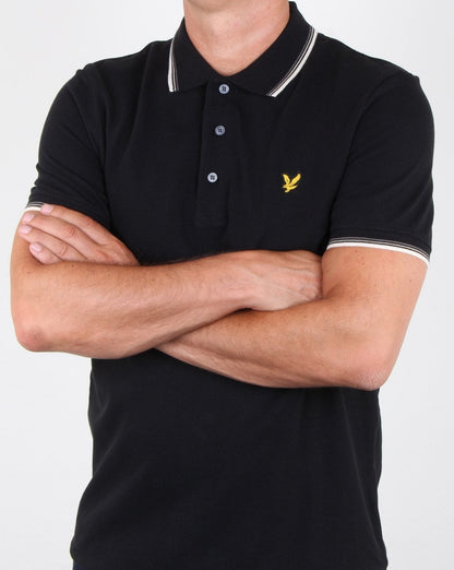 Lyle And Scott – Poloshirt mit Streifen in Schwarz
