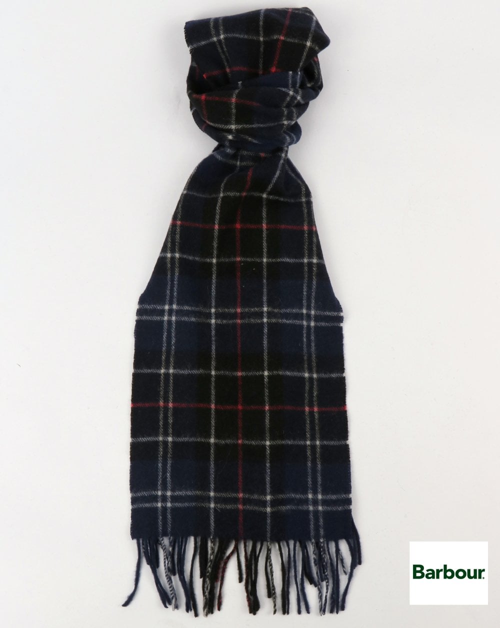 Barbour Tartan Lambswool Scarf Navy/Red