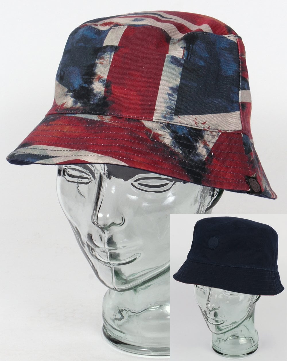 Pretty Green Fischerhut mit Union Jack-Motiv, Marineblau
