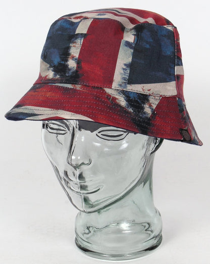 Pretty Green Fischerhut mit Union Jack-Motiv, Marineblau