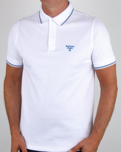Barbour Business Beacon Tipped Poloshirt Weiß