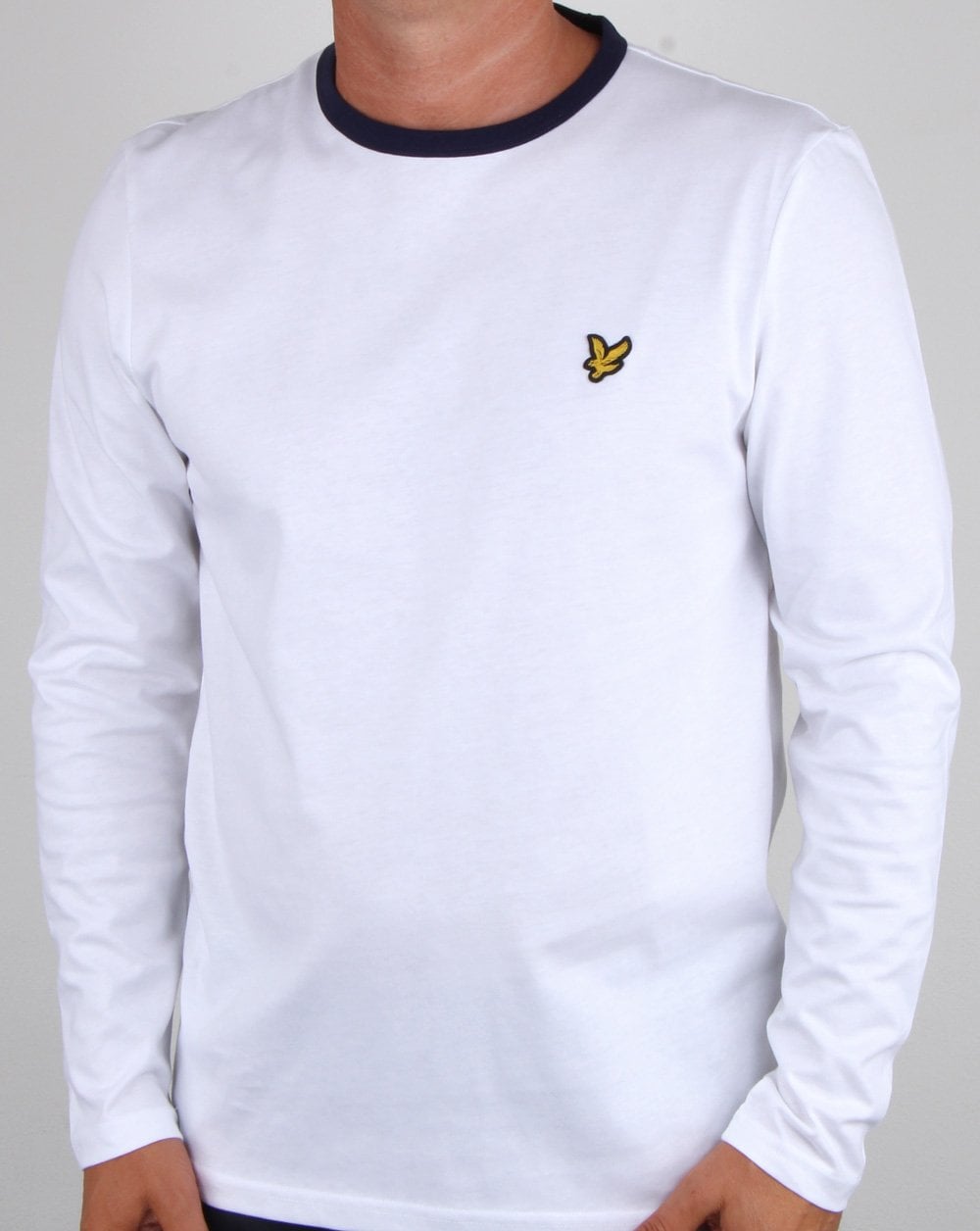 Lyle And Scott – Langärmliges Ringer-T-Shirt in Weiß