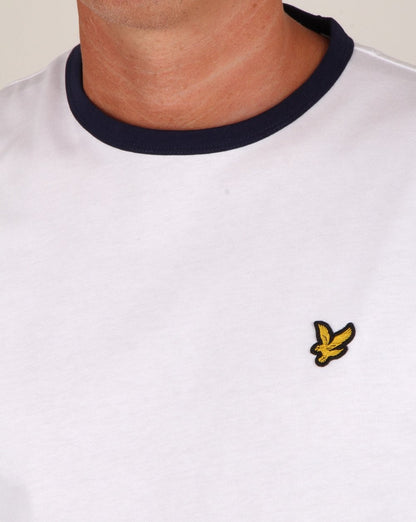 Lyle And Scott – Langärmliges Ringer-T-Shirt in Weiß