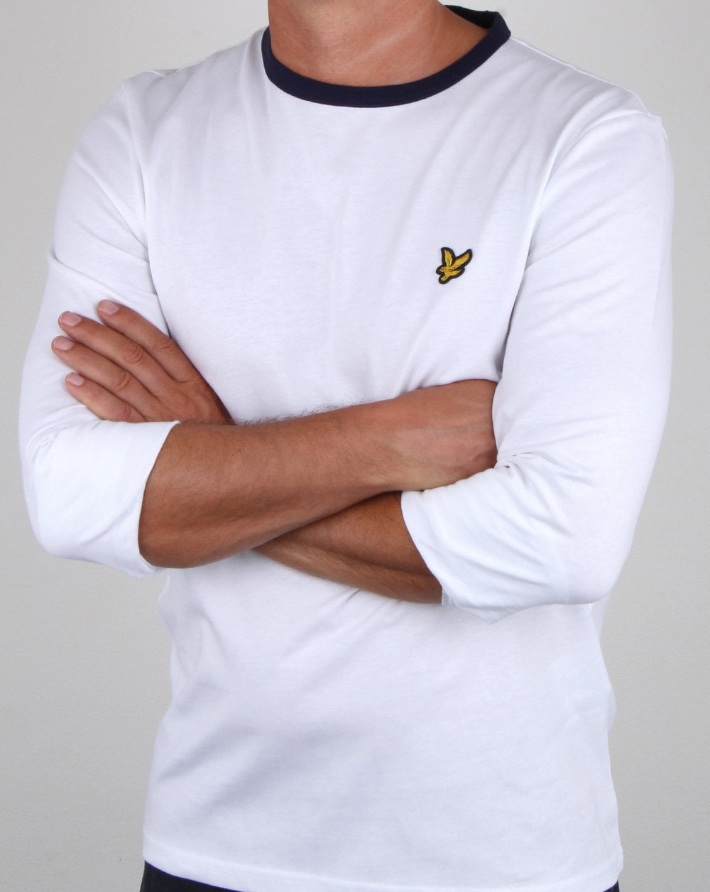 Lyle And Scott – Langärmliges Ringer-T-Shirt in Weiß