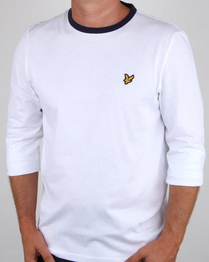 Lyle And Scott – Langärmliges Ringer-T-Shirt in Weiß