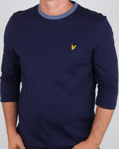 Lyle And Scott – Langärmliges Ringer-T-Shirt in Marineblau