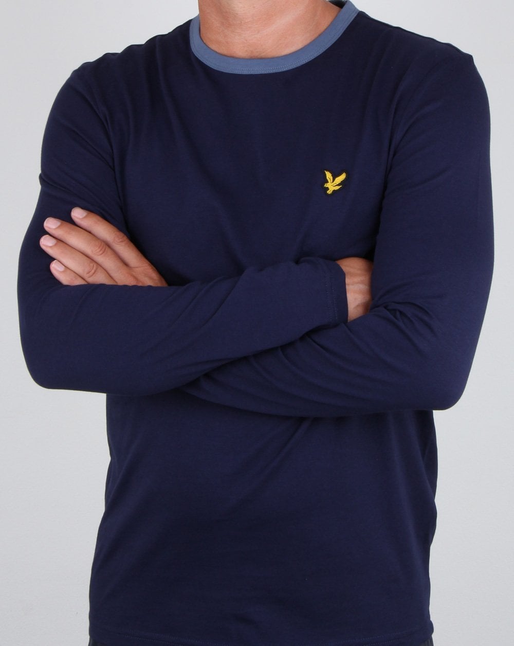 Lyle And Scott – Langärmliges Ringer-T-Shirt in Marineblau