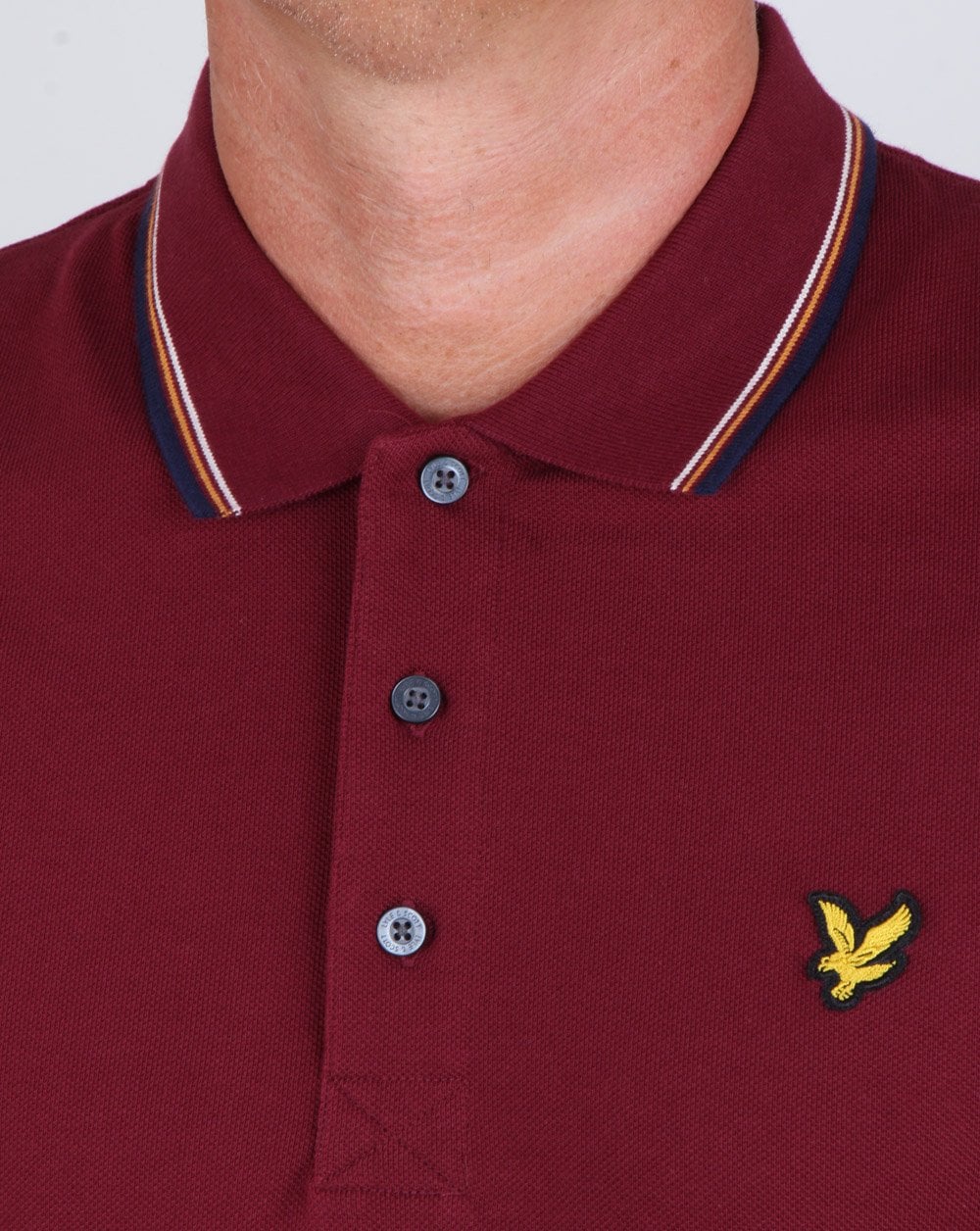 Lyle And Scott – Langärmliges Poloshirt mit Streifen in Claret Jug