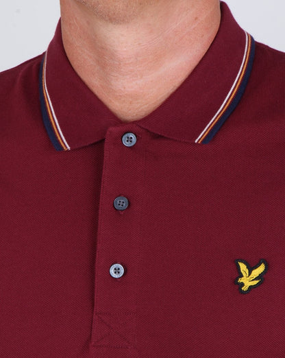 Lyle And Scott – Langärmliges Poloshirt mit Streifen in Claret Jug