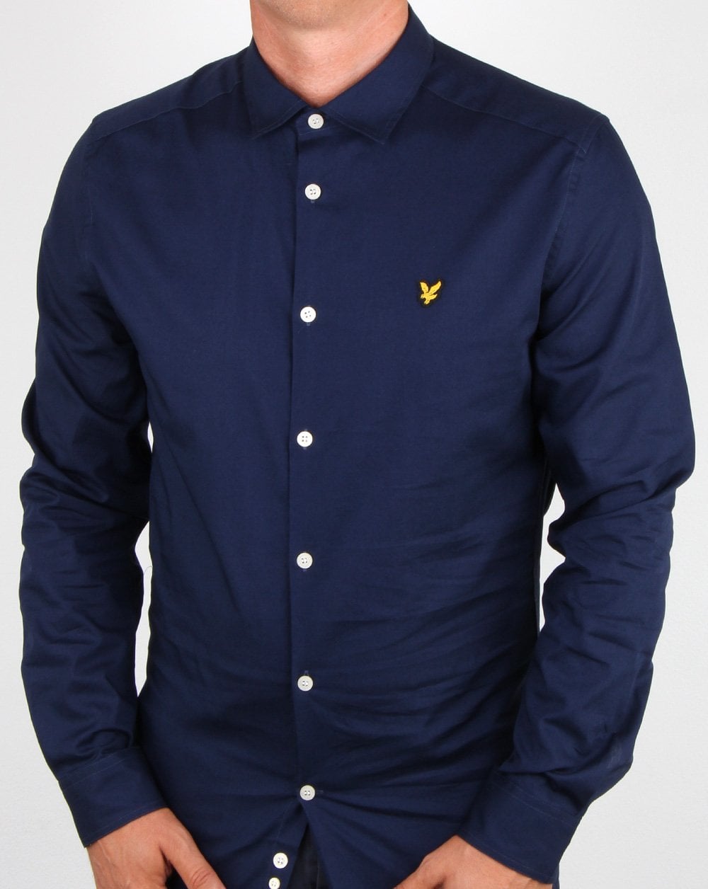Lyle And Scott Slim Fit Popeline-Hemd in Marineblau