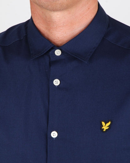 Lyle And Scott Slim Fit Popeline-Hemd in Marineblau